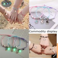 COD DSFDSFEEEE 3pcs luminous Lucky Charm Handmade Couple Trio Friendship Bracelet Moon/Bff/Sunflower Style for Best Friend Kids GirlFriends/lover Wax Rope Bracelet Fashion Accessories as Birthday Christmas gifts Mothers Day Gift