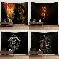 ❡✻❇ Funny Tapestry Horror Skull Halloween Interior Hippie Living Room Tapestries Background Wall Hanging Home Bedroom Decor Painting