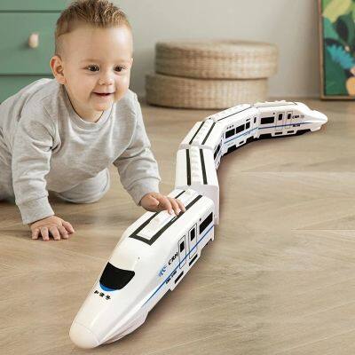 Electric Train Toys Harmony Simulation High Speed Railway Train Toy Car Sound Light Music EMU Model DIY Block Building Toys Gift