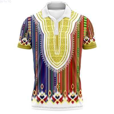 【high quality】  Tribal Style Button Polo Shirt