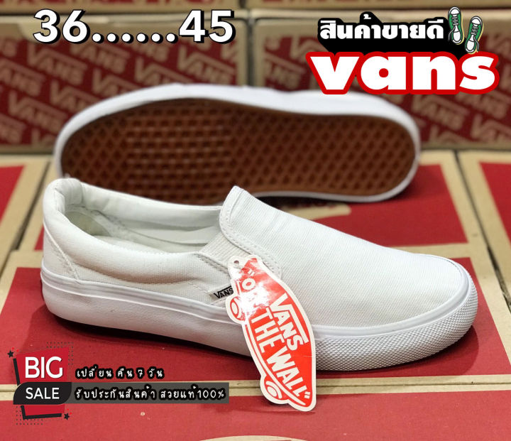 รองเท้าvans-slip-on-สีดำ-ควรเผื่อไซส์-รองเท้าผ้าใบ-รองเท้าชาย-หญิง-รองเท้าลำลอง