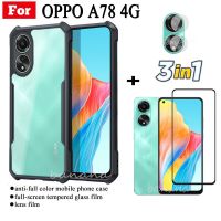 3in เคสโทรศัพท์มือถือกันตก1 OPPO A78 4G สำหรับ A78 5G A58 4G 5G ฟิล์มกระจกเทมเปอร์ + ฟิล์มเลนส์