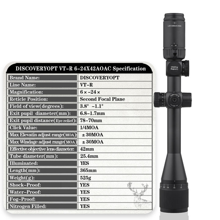 กล้องติดปืนยาว-discovery-vt-r-6-24x42aoac-กล้องดูไกลพร้อมฟังก์ชั่น-sight-scope-สำหรับเล็งสัตว์ไกลโดยเฉพาะบนปืนยาว