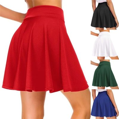 ขายดีที่สุด ioztt2023 -  Women 39; S Basic Versatile Stretchy Flared Casual Mini Skater Skirt Red Black Green Blue Short Skirt Plus Size 3XL