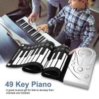 Portable 49 Keys Digital Keyboard Hand Roll Piano Silicone Electric Childrens Beginner Electronic Piano