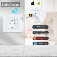 ✖✒▫ Smart Wifi Socket EU Standard Smart Wall Socket 16A 100V-240V White Black Gloden Crystal Glass Panel For Smart Home