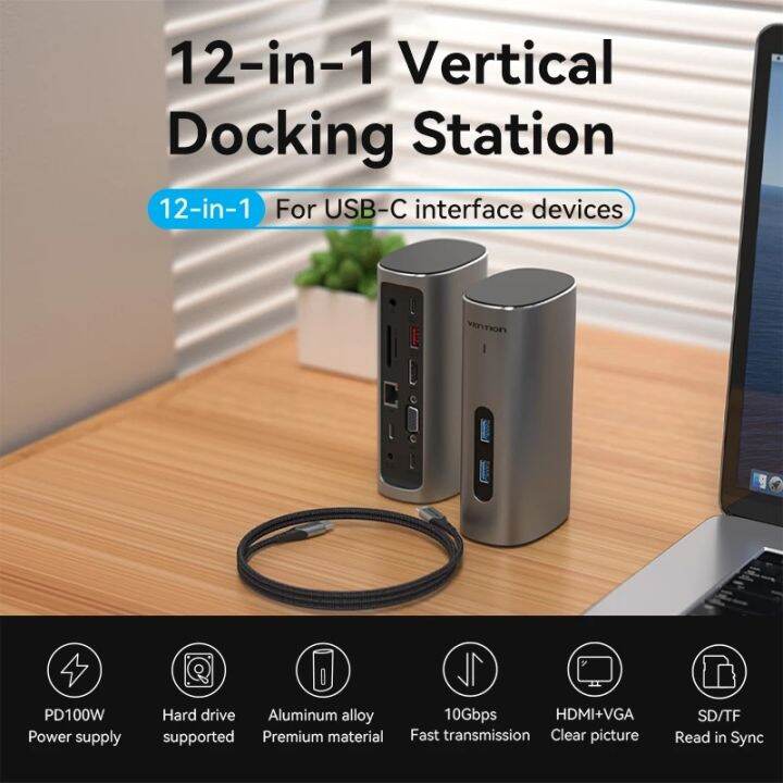 Vention Docking Station In Vertical Working Station Multifunctional Laptop Usb Type C