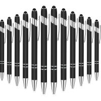 12 Pieces Ballpoint Pen With Stylus Tip 1.0 mm Black Ink Metal Pen Stylus Pen for Touch Screens Ballpoint Pen School Stationery