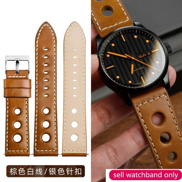 สายนาฬิกาหนังแท้ระบายอากาศสามรูสำหรับ-omega-seiko-citizen-longines-meidu-22mm-cowhide-mens-watch-strap