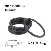 CS 6.0mm OD 17 300mm Black NBR O Ring Seal Gasket Nitrile Butadiene Rubber Spacer Oil Resistance Washer Round Shape