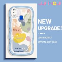 Jjlingji เคสสำหรับ VIVO Y91 Y91i Y95แฟชั่นดีสุขสันต์วันดีไซน์ใหม่ครีมขอบคลื่นโปร่งใสลายกล้องถ่ายรูปเคสมือถือกันกระแทกแบบใสนุ่มเรียบง่ายปลอกป้องกันอ่อนโยน