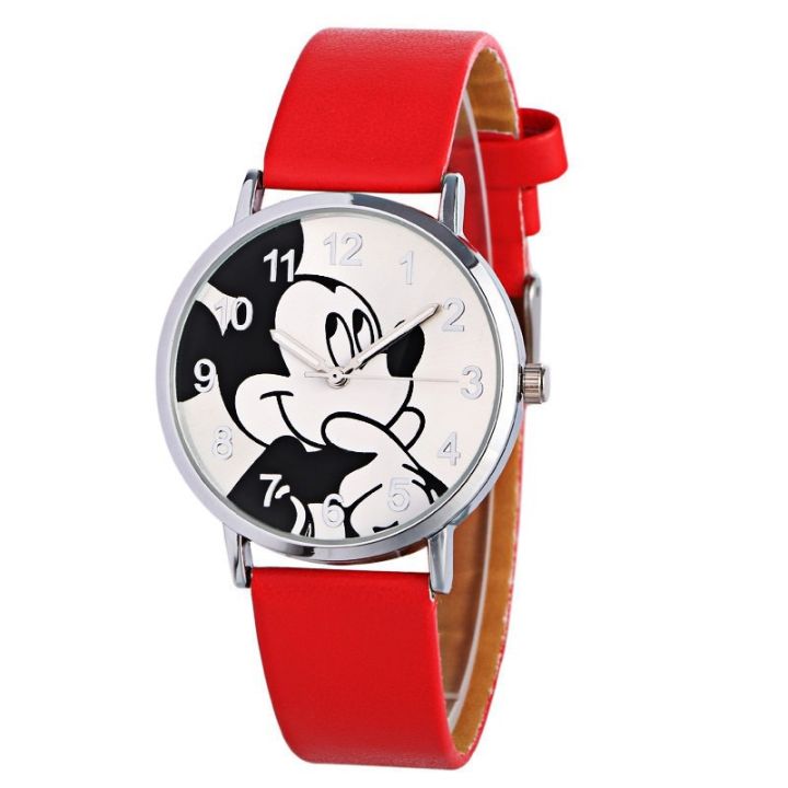 น่ารักมิกกี้การ์ตูนเด็กนาฬิกาเข็มขัดแฟชั่นนาฬิกาควอทซ์