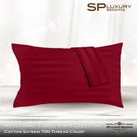 SP Luxury ปลอกหมอน Cotton 100 % ลายริ้ว สีแดง