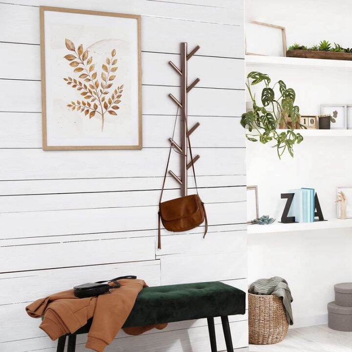 4-hooks-hanging-pegs-modern-wall-mounted-coat-and-hat-rack-entrance-coat-hook-no-punching-household-branch-coat-rack-wood-hook-wall-decor-hanger-for-bedroom-3-pack-brown