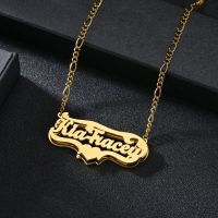 Customized Double Name Hip Hop Letter Necklace Name Gothic Double Plated Name Necklace Piercing Carving Pendants Jewelry Gift Fashion Chain Necklaces