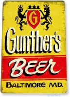 ป้ายดีบุกตกแต่งโลหะ "เบียร์ของ Gunther" A422ถ้ำศิลปะบนผนังร้านค้า