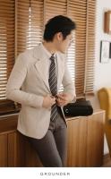 [GROUNDER] BEIGE - LINEN SUIT เสื้อสูท เสื้อสูทแบบเรียบ เสื้อสูททำงาน เสื้อสูทใส่เที่ยว ผ้ารีดง่าย เสื้อสูทสีเบจ เสื้อคลุม สูทลินิน