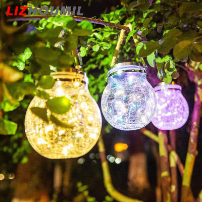 LIZHOUMIL Romantic Solar Crack Ball Glass Jar Light Colorful Christmas Wishing Lamp For Outdoor Garden Decoration