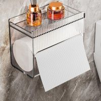 Transparent tissue box wall mounted paper drawer toilet paper roll holder non perforated tissue holder toilet roll holder