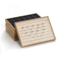 Bamboo Velvet Jewelry Display Tray Ring Earring Necklace Bracelet Pendant Display Organizer Jewelry Storage Box