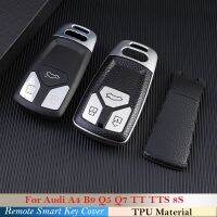 fgjfykjd High Quality Soft Leather TPU Car Key Cover Case Skin Protective Shell Holder For Audi A4 B9 Q5 Q7 TT TTS 8S 3 Buttons Smart key