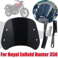 อุปกรณ์เสริมมอเตอร์ไซค์สำหรับ Royalenfield Roylenfield Hunter 350กระจกบังลมกระจกรถยนต์กันลมแบบย้อนยุคฝาครอบป้องกัน