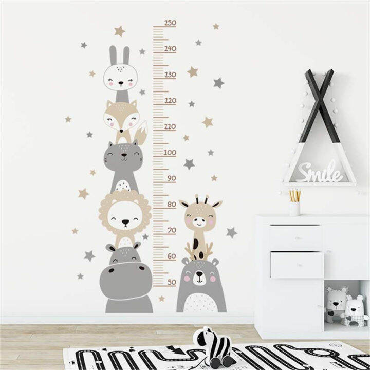 room-decoration-kids-stickers-height-measurement-home-decor-cartoon-animals-wall-sticker-baby