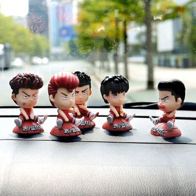 5ชิ้น/ชุดตกแต่งภายในรถ Kawai Anime Slam Dunk Hanamichi Sakuragi เครื่องประดับตุ๊กตาขยับแขนขาได้ของที่ระลึกอุปกรณ์ตกแต่งรถยนต์