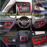 อุปกรณ์ป้องกันตกแต่งภายในรถคาร์บอนไฟเบอร์สีแดงสติกเกอร์สำหรับ Volkswagen VW Golf 7 GTI MK7 2014-2019