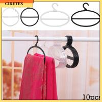 CIRETEX 10PCS แบบพกพา พลาสติก ออแกไนเซอร์ตู้เสื้อผ้า ชั้นเก็บของ ราวแขวนเสื้อผ้า Tie ที่แขวนผ้าพันคอ รูปร่างวงกลม