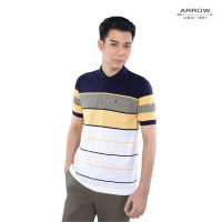 ARROW เสื้อโปโล  ทรง Comfort  สีกรม ลายริ้ว รหัส MPCC530