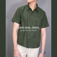 เสื้อเชิ้ตคอปก แขนสั้น SHORT SLEEVE SHIRT สีเขียวขี้ม้า(ฺDark basil green)