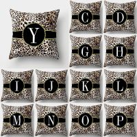 45x45cm Leopard Print 26 Letters Pillowcase Cozy Sofa Chairs Seat/Back Cushion Cover Home Hotel Decor Soft Throw Pillows Case