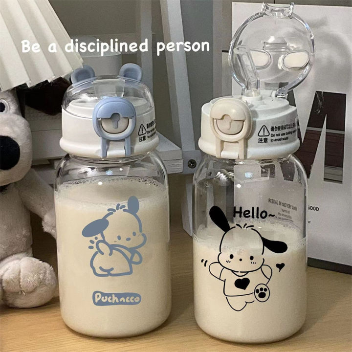 Creative Cartoon Water Bottle with Straw Cute Plastic Drinking Bottle  Portable Leak-proof Drinkware for Drinking