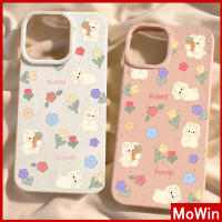 Mowin - เข้ากันได้สำหรับ เคสไอโฟน เคสไอโฟน11 เคส iphone 11 กรณีเป็นมิตรกับสิ่งแวดล้อมสีขาวสีชมพูกรณีนุ่มปกป้องกล้องกันกระแทกน่ารักกระต่ายดอกไม้เข้ากันได้กับ  15 14 13 PRO MAX 12 XR XS 7 8 PLUS