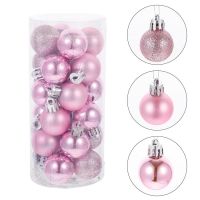 24pcs Christmas Tree Decoration Ball Christmas Pink Ball Ornaments Tree Decorations for Holiday Wedding Party Decoration Ball