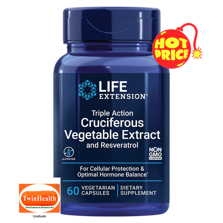 Life Extension Triple Action Cruciferous Vegetable Extract And Resveratrol 60 Vegetarian