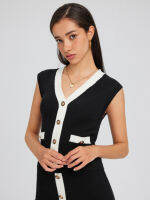 Cider V-neck Solid Button Knitted Vest