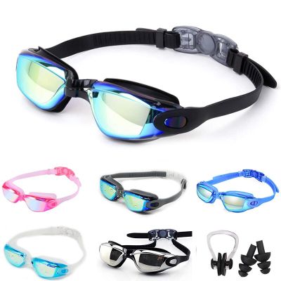 แว่นตาว่ายน้ำกันฝ้า UV สำหรับผู้ใหญ่มืออาชีพใหม่แว่นตาว่ายน้ำสำหรับผู้ชายผู้หญิงแว่นตากันน้ำซิลิโคนแบบปรับได้กันน้ำ