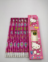 ชุดดินสอ 12 แท่ง ดินสอมียางลบ ดินสอลายการ์ตูน ดินสอ Hello Kitty