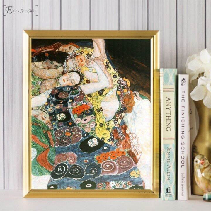 ภาพศิลปะการวาดภาพผนังผ้าใบโปสเตอร์และภาพพิมพ์ผู้หญิง-gustav-klimt-kiss-สำหรับห้องนั่งเล่นไม่มีกรอบเฮหยวนในอนาคตอุปกรณ์ตกแต่งบ้าน