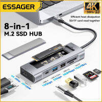 Essager 8พอร์ต USB C Hub พร้อมฟังก์ชั่นจัดเก็บดิสก์ USB Type-C เป็น HDMI-Compatible Laptop Dock Station สำหรับ Pro Air M1 M2