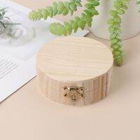 1X Vintage Round Wooden Jewelry Box Organizer Craft Mud Base Lid Lock Storage Case Home Storage Box Ring Earrings Container Case