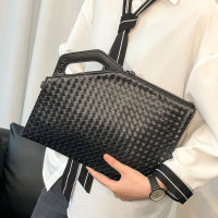 Fashion Clutch Bags for Men Woven Leather Envelope Handy Bag Business Male Shoulder Briefcase 2022 Trendy Korean Style Handbag