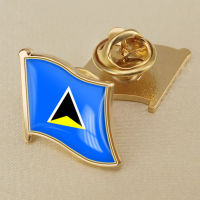 Saint Lucia Country Saint Lucia National Flag Crystal Resin Emblem Brooch Flag Badges of the World All-metal Brooch Copper Brooch Collection