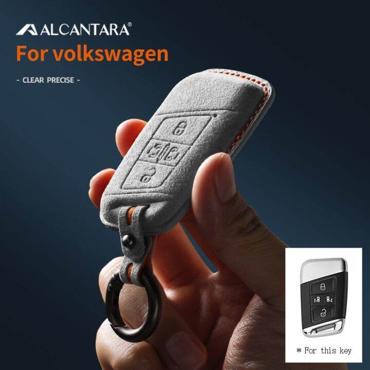 alcantara-หัวเข็มขัดซองใส่กุญแจที่วางฝาครอบเคสกุญแจรถยนต์คุณภาพสูงสำหรับ-vw-โฟล์คสวาเกน-magotan-cc-b8-tiguan-passat-golf-alltrack