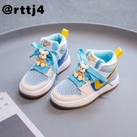 rttj4 Ready Stock☇ Girls high-top breathable casual skate shoes 2022 spring and autumn new middle and large childrens sports shoes aj childrens running shoes