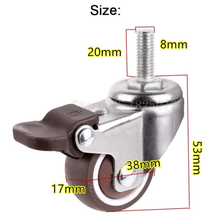 4pcs-mini-1-5-mute-wheel-with-brake-loading-25kg-replacement-swivel-casters-rollers-wheels-with-m8-20-screw-rod-jf1451-furniture-protectors-replacem