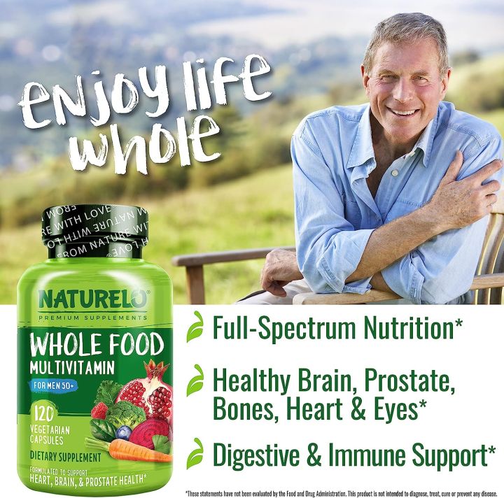วิตามินและแร่ธาตุจากพืช-สำหรับผู้ชาย-อายุ-50-ปีขึ้นไป-whole-food-multivitamin-for-men-50-120-vegetarian-capsules-naturelo