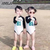 AMILA ชุดว่ายน้ำเด็กแขนยาวเกาหลี,ชุดว่ายน้ำวันพีชใหม่สำหรับทุกเพศ